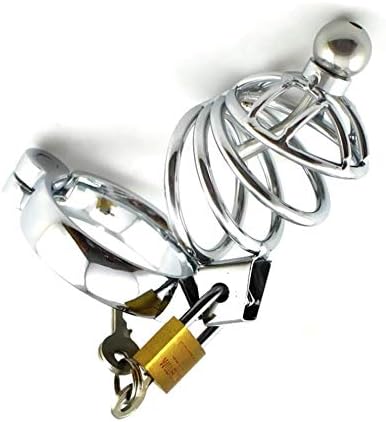 The Bondage Locker Male Chastity Device With Urethral Tube, 40 & 45 mm rings included, Silver - Image 5
