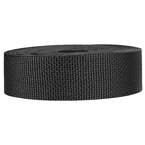 Strapworks Lightweight Polypropylene Webbing - Poly Strapping for Outdoor DIY Gear Repair, Pet Collars, Crafts – 1.5 Inch x 25 Yards - Black