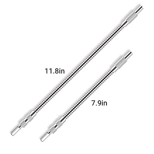 Maexus Flexible Drill adapter Bit Extension Holder Flex Shaft Impact Driver for Hand Ratchet Screwdriver Bits, Quick Change Magnetic 1/4 Hex Shank, 7.9" and 11.8"（2PC） - Thumbnail 2