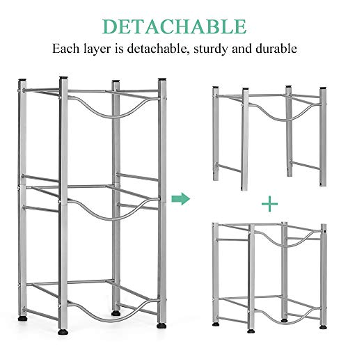 Water Cooler Jug Rack 3-Tier Water Bottle Storage Rack 5 Gallon Detachable Heavy Duty Water Bottle Holder Shelf Water Bottle Rack Save Space for Home Office Organization, Sliver - Thumbnail 4