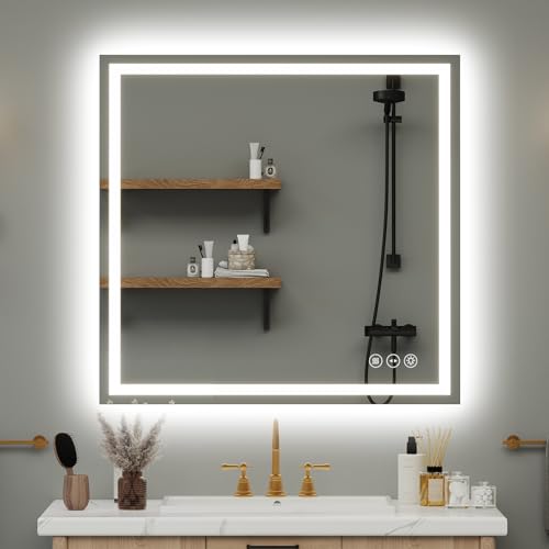 Zeerry LED Bathroom Mirror 36x36 Inch Dimmable Mirror