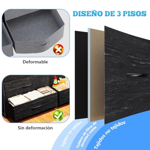 WELIKERA 160cm Mueble para TV con Cómoda, Extra Grande Muebles Tipo Tocador para Dormitorio con Luces LED y Tomas de Corriente, Tejido Largo Centro de Entretenimiento para TV con 12 Cajones