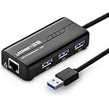 UGREEN Ethernet Adapter USB Gigabit Network Adapter 10/100/1000Mbps/1 Gbps with USB 3.0 Hub 3 Ports for Nintendo Switch, Wii, Windows Surface Pro, MacBook Air/Retina, iMac Pro, Chromebook, and More PC