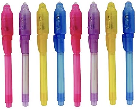 SupremeLife Invisible Ink Pen, witn UV Light, 8 Pack, Magic Marker Spy Pens, for Kids Toy Best Gift