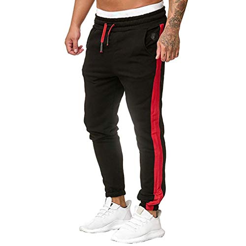 TIMEMEANS Casual Pants Mens Sport Sweatpants Long Trousers Tracksuit Fitness Joggers Pant Black