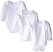 Spasilk 100% Cotton Long Sleeve Lap Shoulder 3 Pack Bodysuit   White, 24 Months