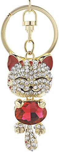 Cute Cat Crystal Rhinestone Keyrings Key Chains Rings Holder Purse Bag For Car Lovely Keychains