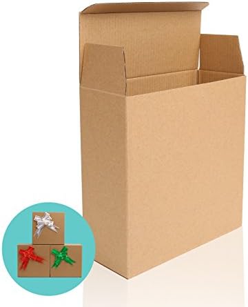 YuXiang Kraft Boxes for Gifts,Craft,Storing Goods with Pull Bows, 7.5x 7.5 x3 Inch, Brown (Pack of 8)