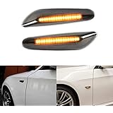 Mallofusa Smoked LED Side Marker Turn Signal Light Repeaters Lamp Assembly for BMW E90 E91 E92 E93 E46 E36 E53 X3 E83 X1 X5 E84 E81 E82 E87 E88 Black(One Pair)