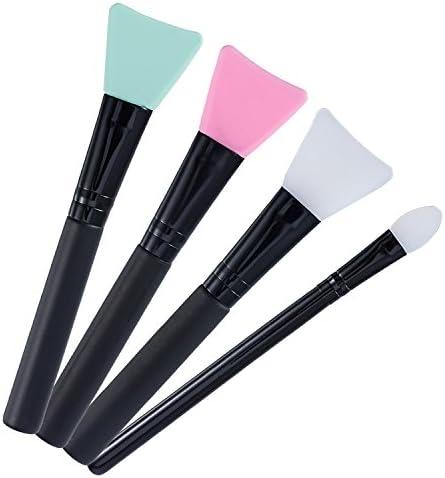 Hotop 4 Pieces Silicone Facial Mask Brushes Fit for Mud Liquids Powders, Assorted Colors