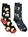 Fine Fit Mens Novelty Print Trouser Socks 2 Pair Set (Tacos & Chilis)
