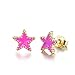 10Pairs 18K Gold Plated Love Heart Shape Owl Flower Star Lollipop Mouse Small Cute Simple Post Stud Earrings Set for Girls Kids Gold Tone Mix and Match (Mix-Rose carmine)