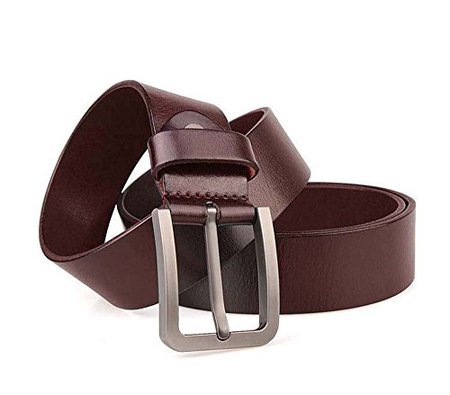 JingHao pin buckle Mens Belts Genuine Leather Casual Belt Size S-6XL (4XL 46"-48" Length 135cm, Chocolate)