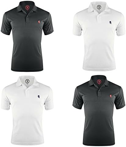 Alfred Morris Mens Short Sleeve Polo Shirts 4 Pack (Black/White, XX-Large)