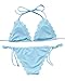 OMKAGI Women Ribbed Triangle Bikini Set Tie Side Ladies String 2 Piece Swimsuit(S,Blue)