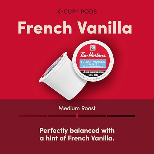 TIM HORTONS FRENCH VANILLA COFFEE, SINGLE-SERVE K-CUP PODS COMPATIBLE WITH KEURIG BREWERS, 12CT K-CUPS