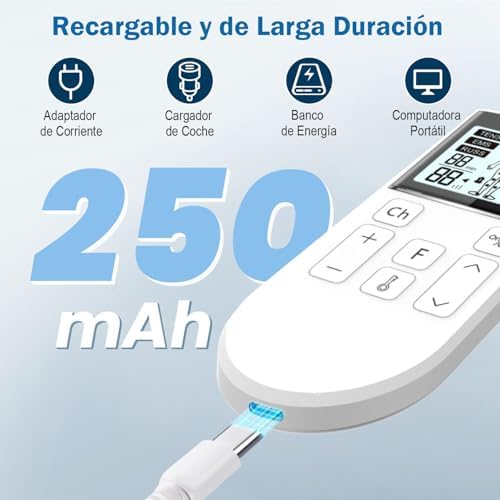 Estimulador Muscular Profissional 5 em 1, 80 Modos de Estimulação Recarregáveis, Com Função TENS/EMS/RUSS/IF/DIY e Massagem, 2 Canais, 16 Intensidade, Para Alívio da Dor (Branco)