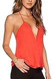 YUNY Women's Silk Chiffon Deep-V Neck Sexy Blouse Cami Shirt
