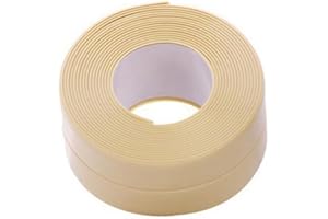 Hoomall PVC Caulk Strip, 0.86in*10.5ft Waterproof Self-Adhesive Sealant Tape Collision Avoidance Tape, Caulking Tape for Protecting Bathroom Kitchen Toilet Sink Edges (Beige, 1PCS)