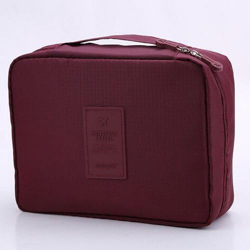 Travel Cosmetic Makeup Toiletry Case Wash Organizer Storage Pouch Hanging Bag (Wine)