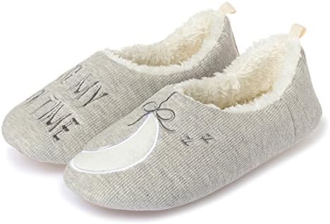 Dilken Women's and Girls House Cotton Slippers Knitted Anti-slip Autumn Winter Breathable Indoor Shoes