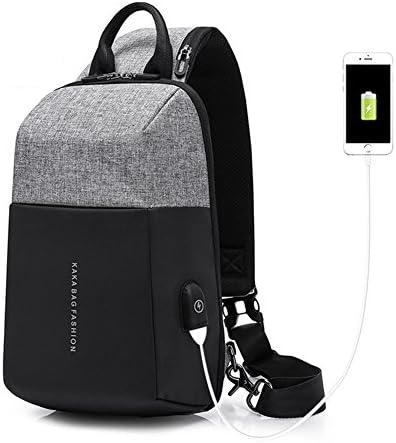 FHGJ Shoulder Bag Men's Messenger Bag Diagonal Student Sports Casual Backpack Oxford Cloth Chest Bag,Gray