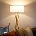 Brightech Harper LED Tripod Floor Lamp – Wood, Mid Century Modern Light for Contemporary Living Rooms - Tall Standing, Rustic Lamp for Bedroom, Office, Kids Room