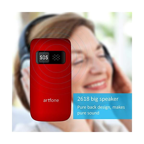 Artfone-C10-Flip-Big-Button-Mobile-PhoneSenior-phone-with-charging-cradle-and-Large-Screen-for-Elderly-Unlocked-Mobile-PhoneRed artfone C10 Red,with Charging Dock,2G Dual SIM Dual LCD Unlocked Flip Phone for Seniors with Large Colour Display, Big…