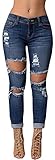 Baifern Women's Destroyed Hole Denim Pencil Pants