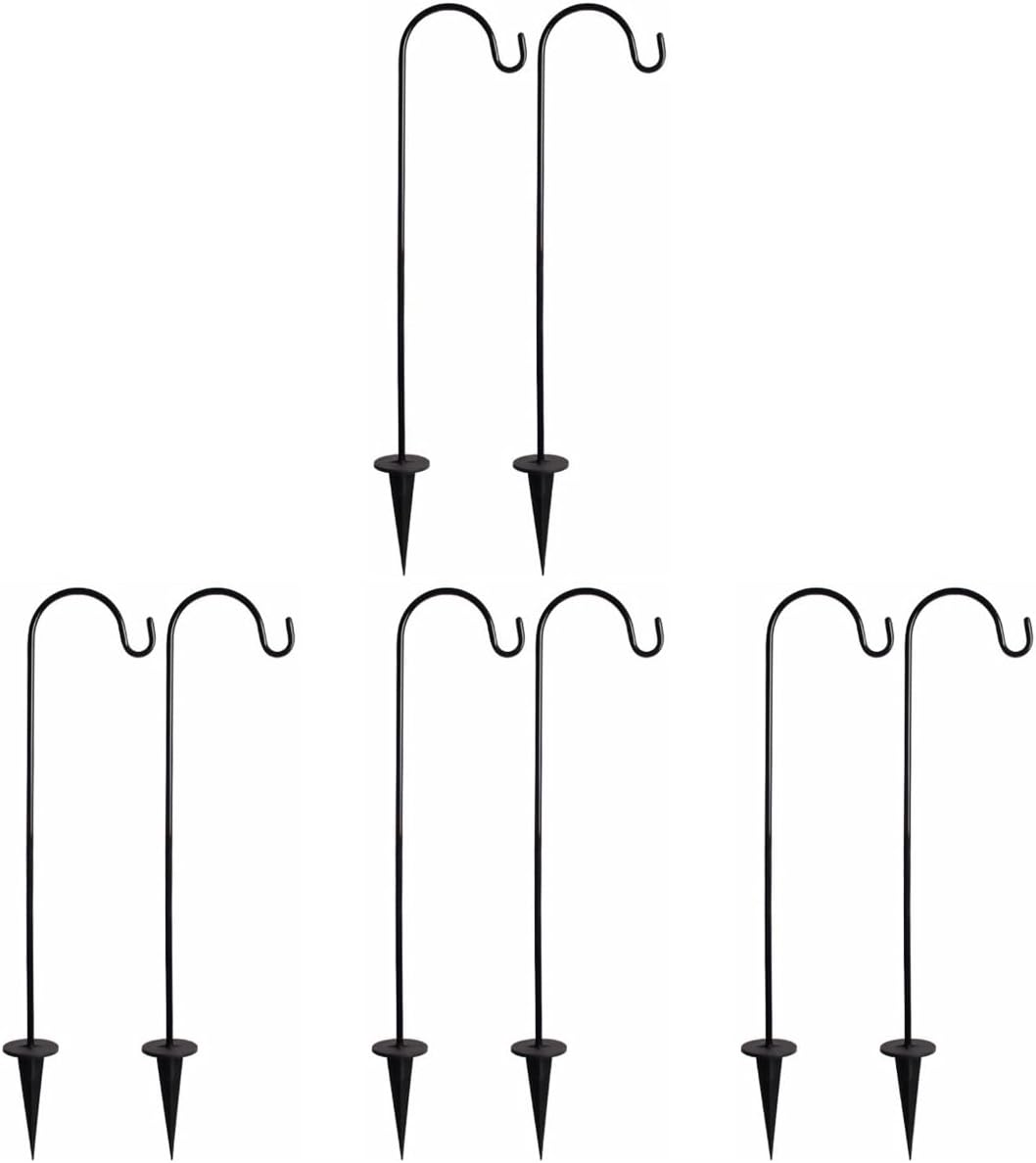 Outdoor Shepherd's Hooks - BESPORTBLE Outdoor Shepherd Hooks, Courtyard Hanging Hooks, 29 Inch 8-Pack, Garden Pole for Bird Feeder, Plant Hook, Solar Light Hanger, Lawn Stakes