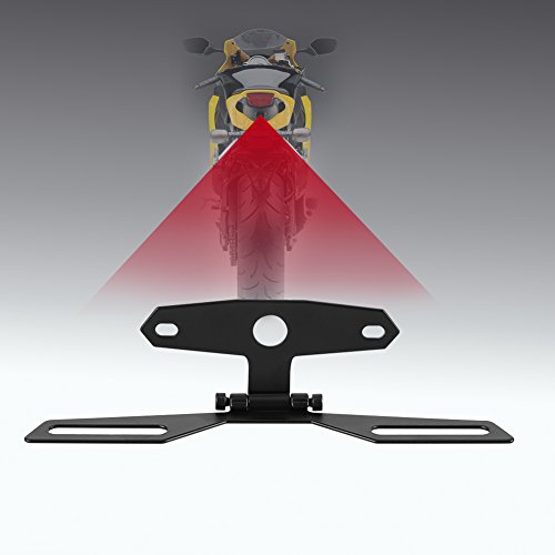 Cuque Folding License Plate Tail Light Holder Rear Bracket Mount Black Aluminum Alloy for Motorcycle ATV with Conventional Rear Fender