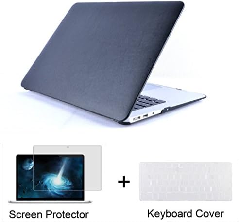 Neway 3 in 1 bundle Leatherette top Surface Hard Shell Case cover protector for Apple Macbook Air 11" (A1370 and A1465)& Keyboard Cover & LCD HD Screen protector,11.6" Air,Leatherette-Black(bundle)