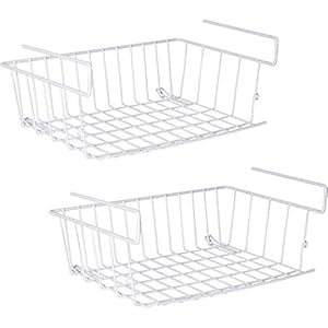 Under-Shelf-Storage-Basket-m-zimoon-Under-Cabinet-Hanging-Metal-Wire-Storage-Wire-Basket-Organizer-Fit-Dual-Hooks-for-Kitchen-Pantry-Desk-Bookshelf-Cupboard-2pcs-White Under Shelf Storage Basket, m zimoon Under Cabinet Hanging Metal Wire Storage Wire Basket Organizer Fit Dual Hooks for…