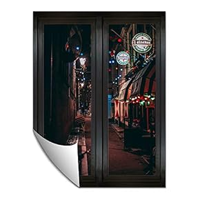 Wall Paper Small Wall Mural City at Night Wall Art Removable Wall Decoration for Bedroom Living Room - 24x32 inches