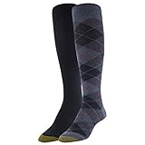Gold Toe Women's Winter Plaid and Flat Knit Knee Highs, 2 Pairs, Denim/Navy, Shoe Size: 6-9