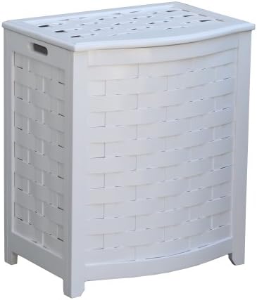 OceanstarBHV0100W Bowed Front Veneer Laundry Wood Hamper, White Finished