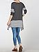 Mordenmiss Women's Stripes Asymmetry Hem Tunics Blouse with Pockets L Dark Gray