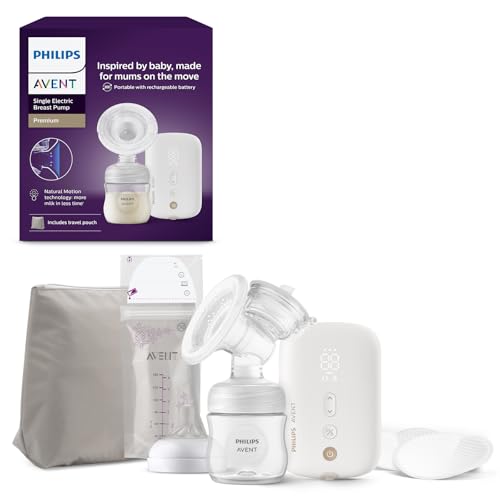 Philips AVENT Elektronische Einzelmilchpumpe Premium - mit Natural Motion Technologie, wiederaufladbarem Akku, Timer-Anzeige (Modell SCF396/31)