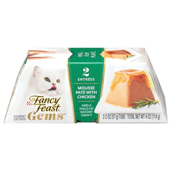 FANCY FEAST CAT FOOD, MOUSSE PATE WITH CHICKEN GOURMET CAT FOOD, 4 OUNCE
