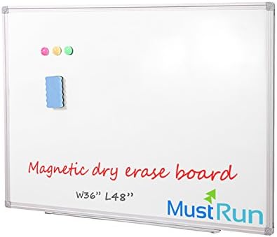 MustRun 36"x48"Magnetic Dry Erase Board Whiteboard With Silver Aluminum Frame,Wall Mounted(1 Erase&3 Magnets)