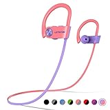 LETSCOM Bluetooth Headphones IPX7 Waterproof, Wireless Sport Earphones, HiFi Bass Stereo Sweatproof Earbuds W/Mic, Noise Cancelling Headset for Workout, Running, Gym, 8 Hours Play time