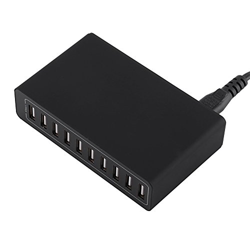 Wall Charger, 12A 60W Multi Ports USB 10-Port Charger, Intelligent IC output protection, single-port maximum 2.4A,for phone, pad etc(UK Plug)