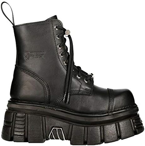 Amazon.com | New Rock Men's TANK083-C1 Real Leather Combat Black