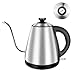 Electric Gooseneck Pour Over Kettle for Drip Coffee and Tea, Built-in Thermometer, Auto Shut Off, 1.0L