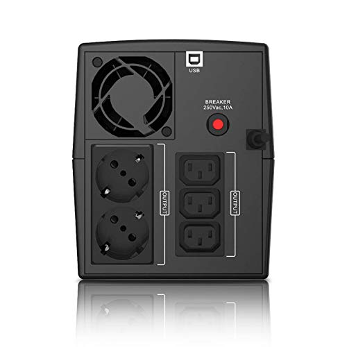 EPYC® Quantum - USV für Computer, 2200VA / 1320 Watt, UPS, Unterbrechungsfreie Stromversorgung für PC, Line Interactive, AVR, 5 Ausgängen (2X Schuko + 3X IEC), Maximale Autonomie, USV 230v 5