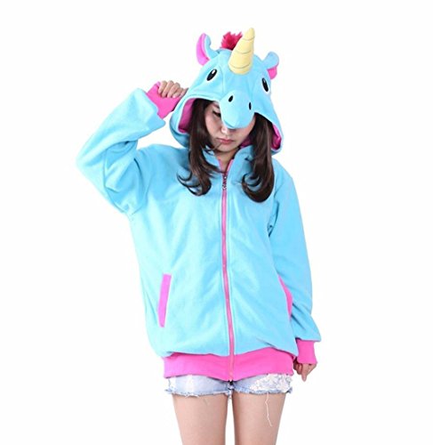 DarkCom Cute Cartoon Unicorn Hoodies Long Sleeve Zipper Outerwear Jacket Sweatshirt