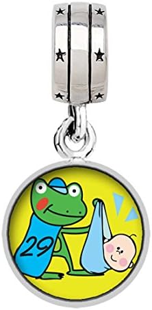 Leap Day Frog Stork "With God All Things Are Possible" Religious Dangle Charm Bracelets