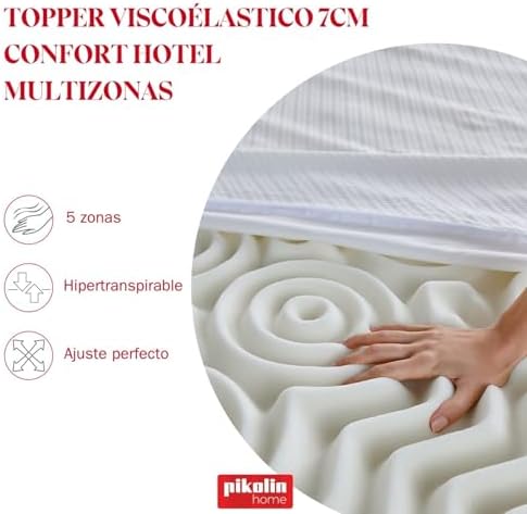 Topper de Hotel Viscoelástico 7cm Multizonas 135 x 190 cm