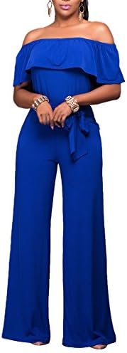 Queenlife Women Sexy Sleeveless One Pieces Bodycon Bandage Long Pants Jumpsuit (M, Royal Blue)