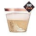 100 Rose Gold Plastic Cups - 9 Oz Disposable Decorations Rose Gold Cups - Party Drinking Glasses for Wedding, Baby & Bridal Shower, Engagement, Cocktail